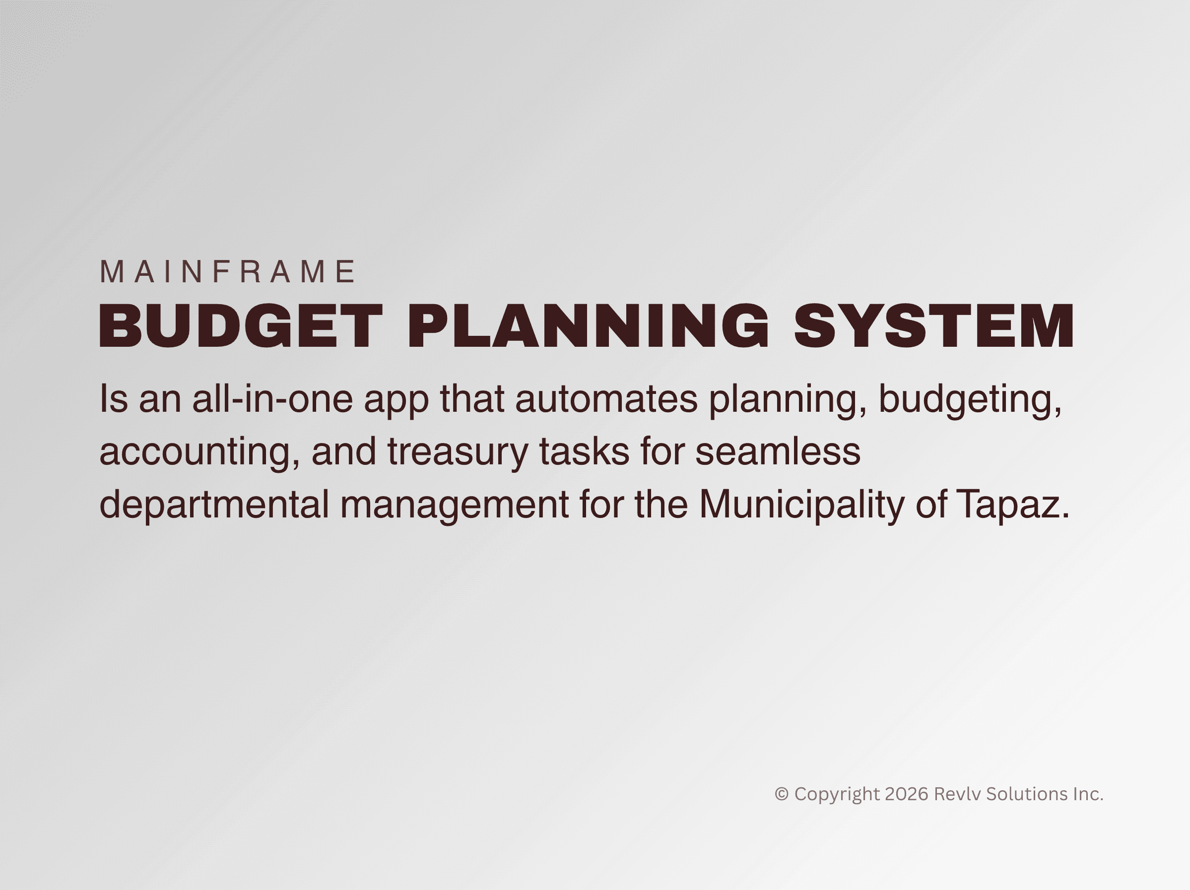 Budget Planning System (BPS)